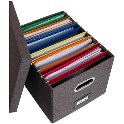 Internet's Best 2-Pack Collapsible File Storage Organizer With Lid - Grey 9 Internet's Best 2-Pack Collapsible File Storage Organizer With Lid - Grey - Image 7