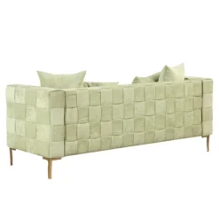 80.5" Modern Upholstered Sofa With Golden Metal Legs And 4 Pillows-ModernLuxe -Famous Furniture Store GUEST fea63f61 1425 435e 8d59 93007bf31a5e