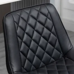 HOMCOM Adjustable Bar Stools Set Of 2, Counter Height Barstools With Swivel Seat Round Steel Base, And Footrest, ‎Black -Famous Furniture Store GUEST ff156ac9 2011 49cc 94c1 11787f0352c4