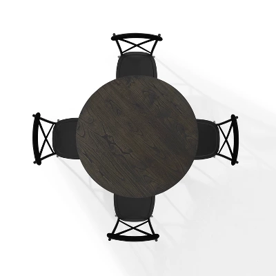 5pc Hayden Round Dining Set With Camille Chairs Matte Black/Slate - Crosley 8 5pc Hayden Round Dining Set With Camille Chairs Matte Black/Slate - Crosley - Image 6