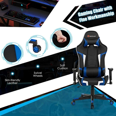 Costway Gaming Computer Desk&Massage Gaming Chair Set W/Monitor Shelf Power Strip 9 Costway Gaming Computer Desk&Massage Gaming Chair Set W/Monitor Shelf Power Strip - Image 7