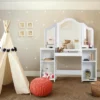 Costway Vanity Table Set Makeup Dressing Kids Girls Study Table Tri Folding Mirror -Famous Furniture Store GUEST ff93e155 223c 4e22 9cc8 ea9f08717c83