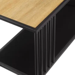 55.5" Modern 4 Shelf With Metal Bar Room Divider Bookcase Coastal Oak/Black - Saracina Home 15 55.5" Modern 4 Shelf With Metal Bar Room Divider Bookcase Coastal Oak/Black - Saracina Home -Famous Furniture Store GUEST ffa6e104 97bb 4319 b27b 600bbe750d80