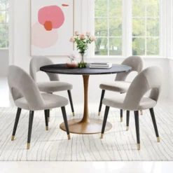 47.2" Lynnette Round Marble Dining Table Black - ZM Home -Famous Furniture Store GUEST ffe47f8d e1ca 440c b356 140c8c3a119d